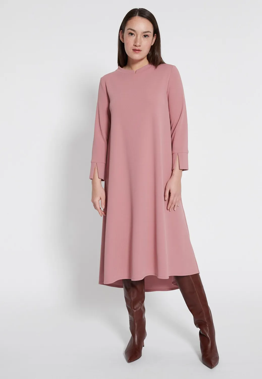 Ana Alcazar Hanika abito midi rosa linea svasata