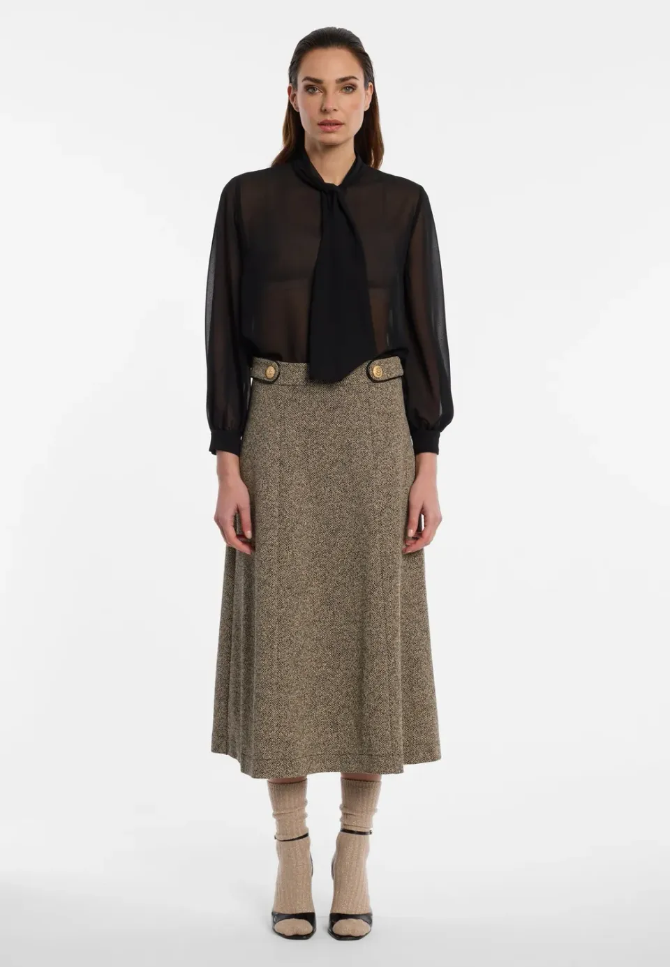 Ana Alcazar Efilaris gonna midi tweed svasata