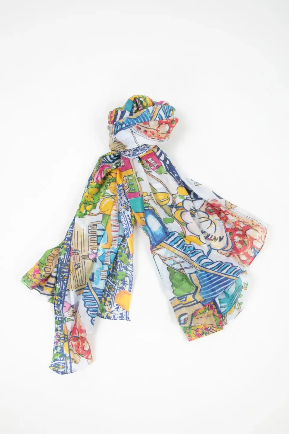 Antica Sartoria ER013 foulard turchese astratto cotone