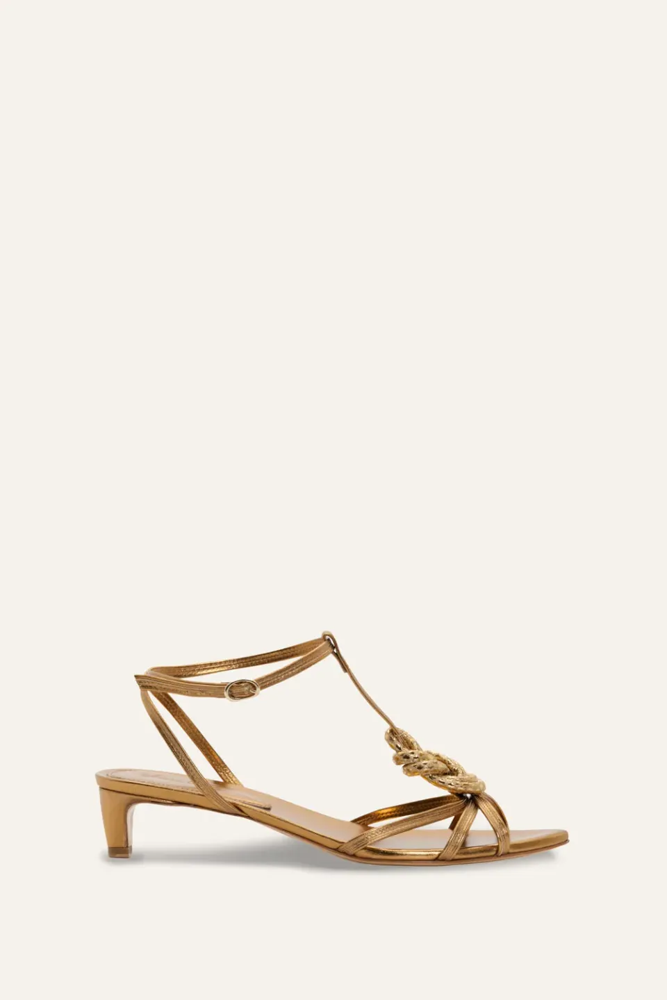 Johanna Ortiz Fermina Delhi Dunes sandali tacco oro nero pelle