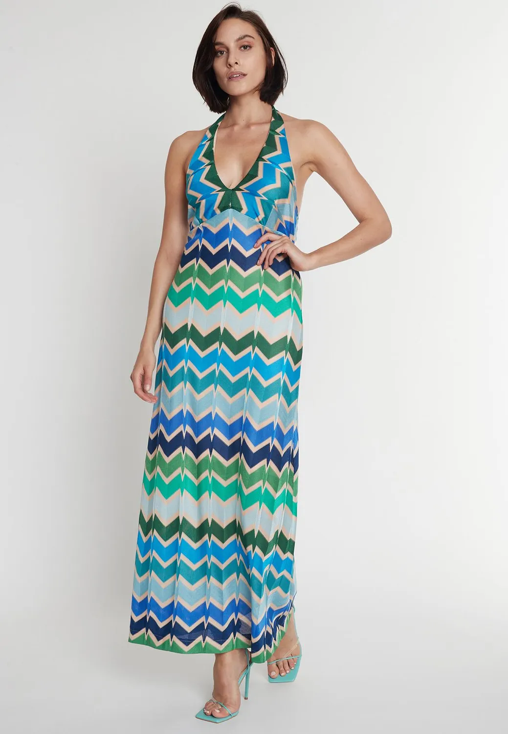 Ana Alcazar Pocary maxi abito halter verde