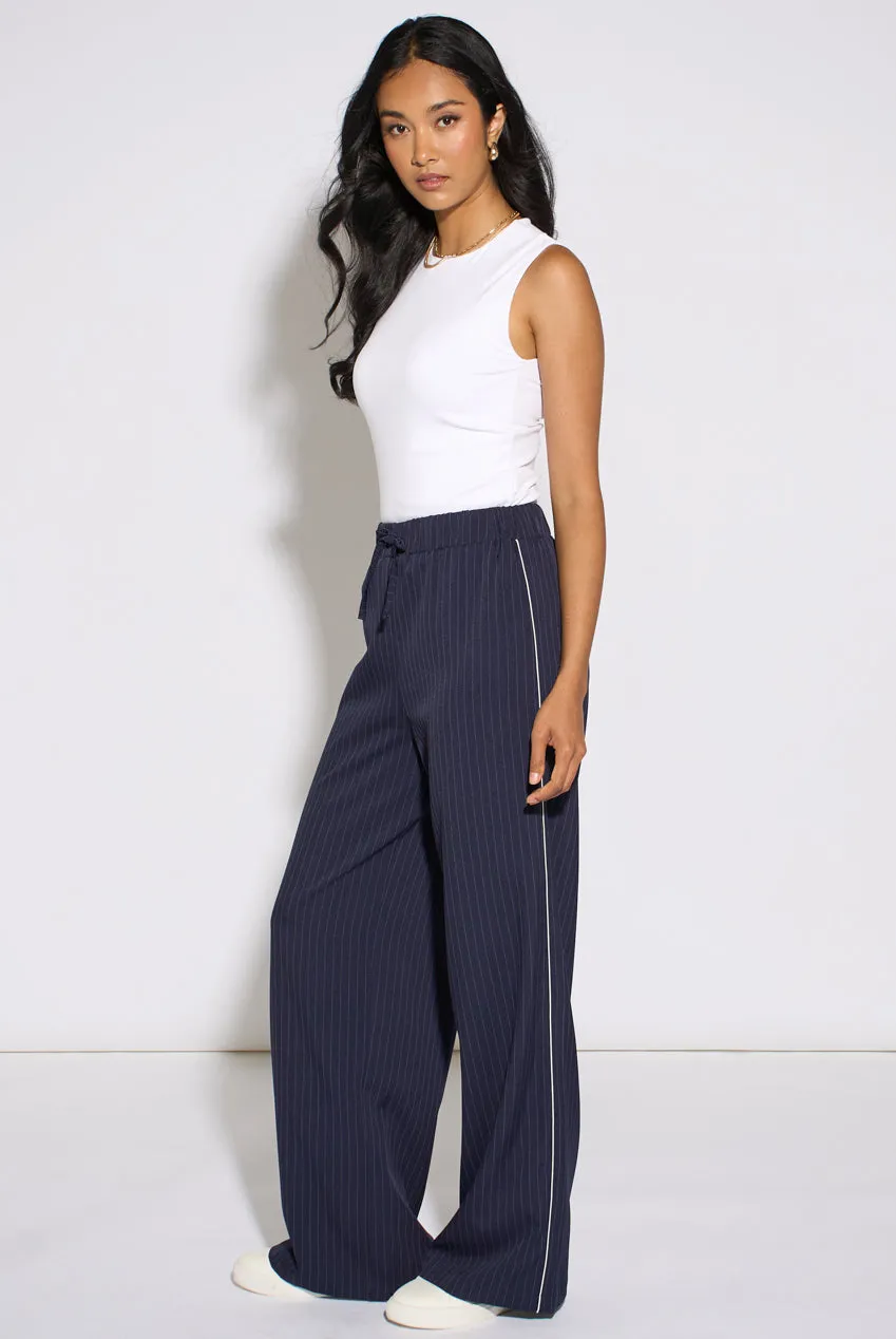 Gini London Pantaloni Jogger Gessati Blu Navy
