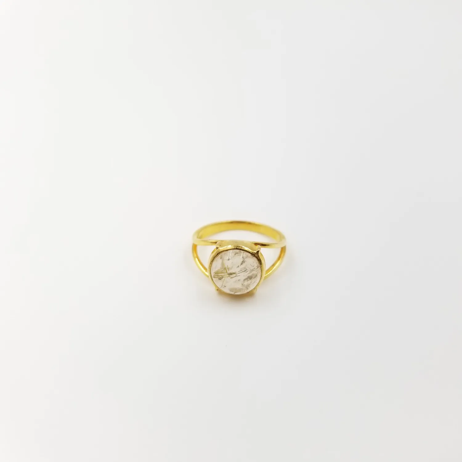 Our Dve Yellow Rutile anello argento placcato oro 18k