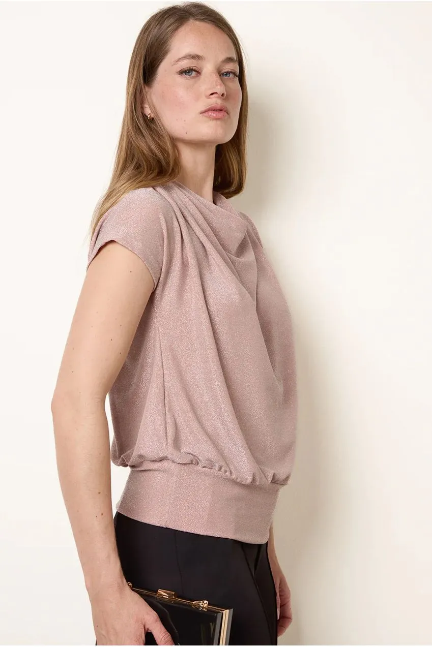 Blue Vanilla Lurex top rosa manica corta