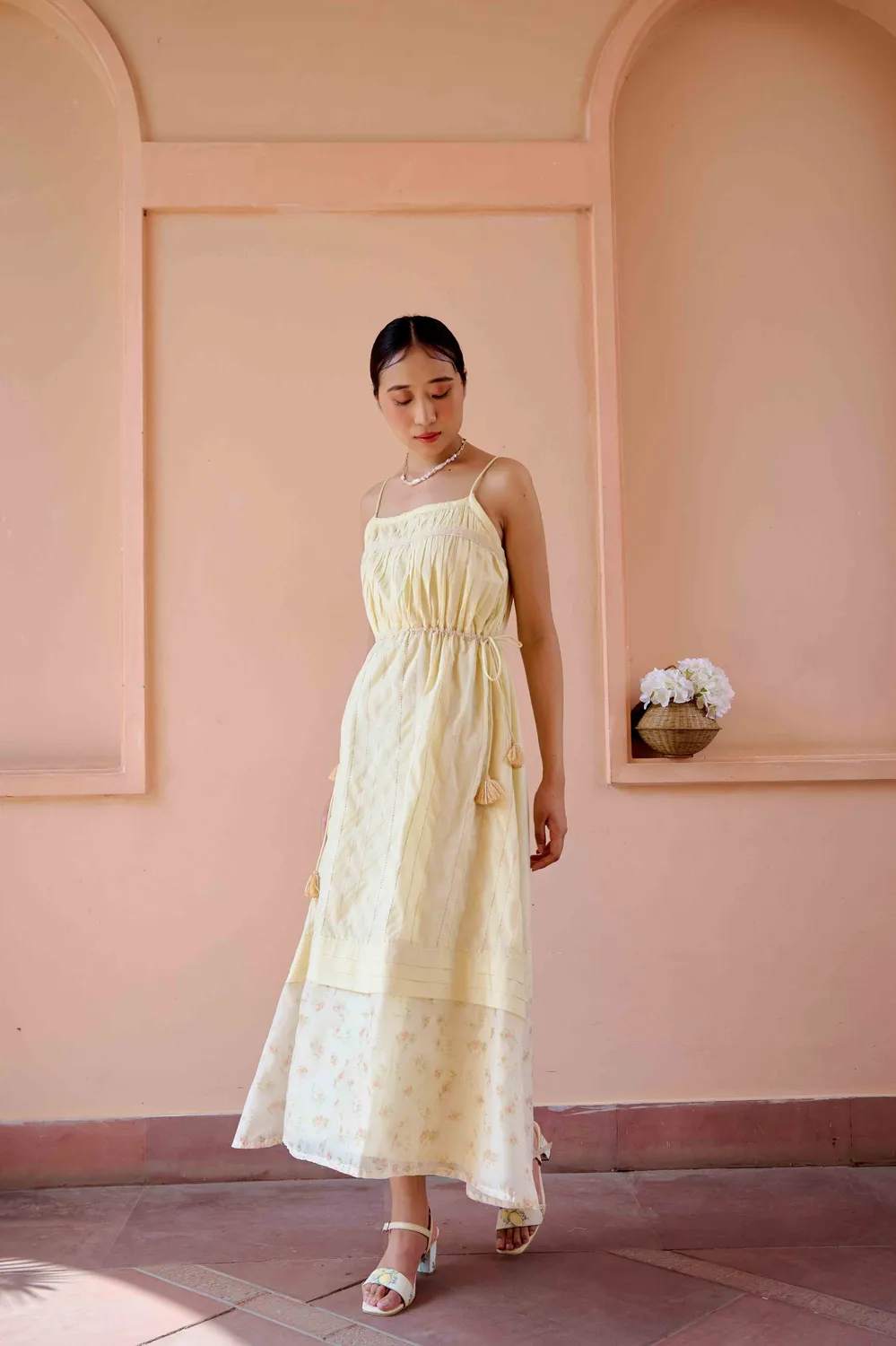 Our Dve Clara abito e giacca Yellow cotone regular fit