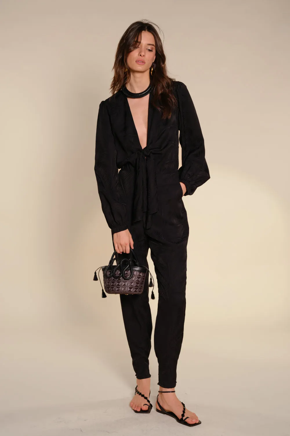 Johanna Ortiz Micaela Dazzling Crest sandali pelle nero