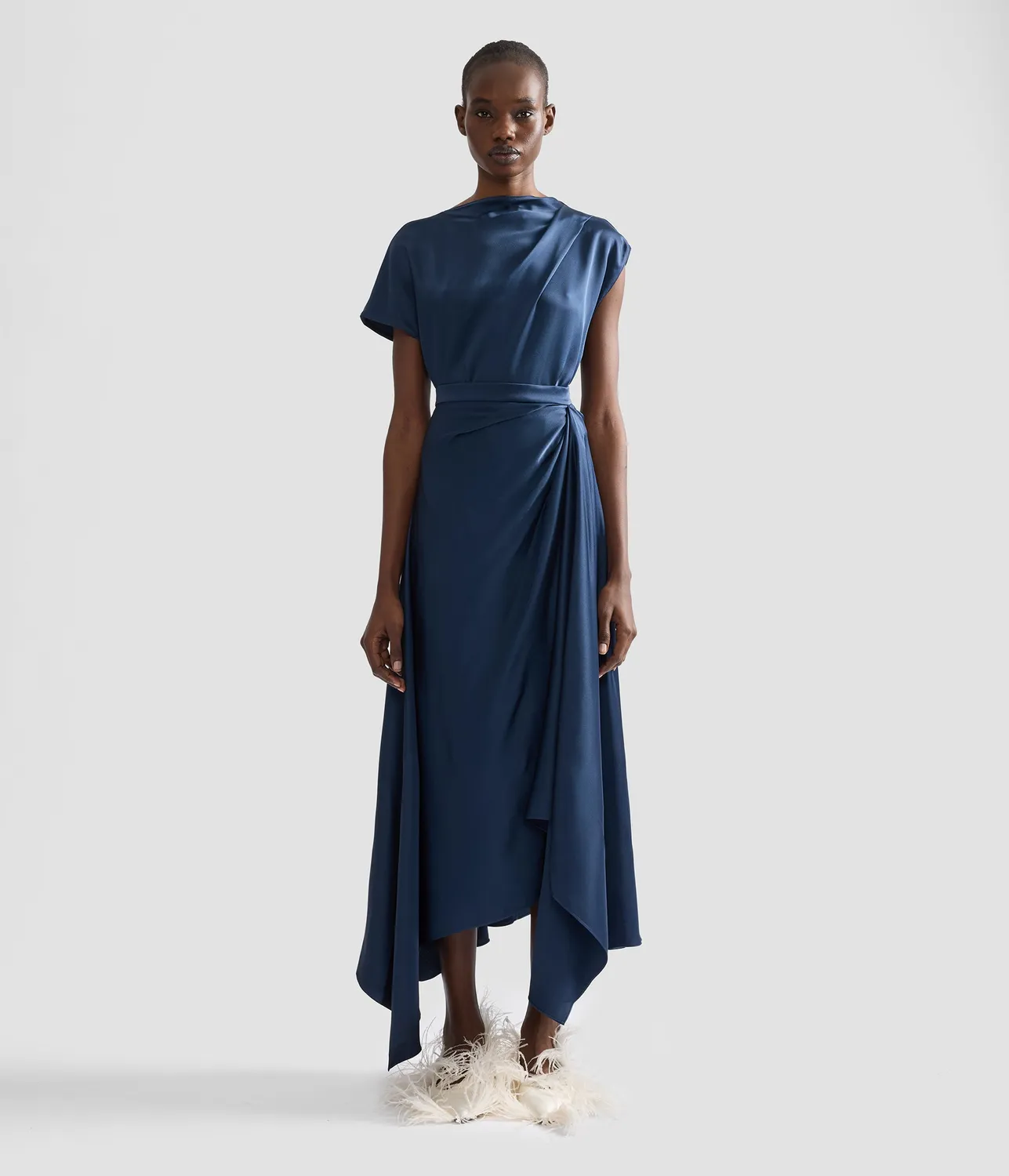 Erdem Satin Draped top raso drappeggio