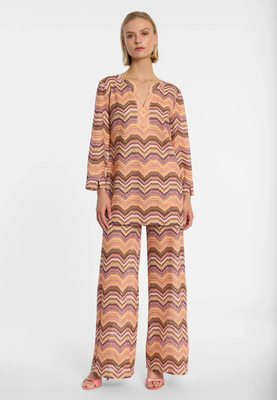 Ana Alcazar Doral pantaloni larghi maglia arancione rosa