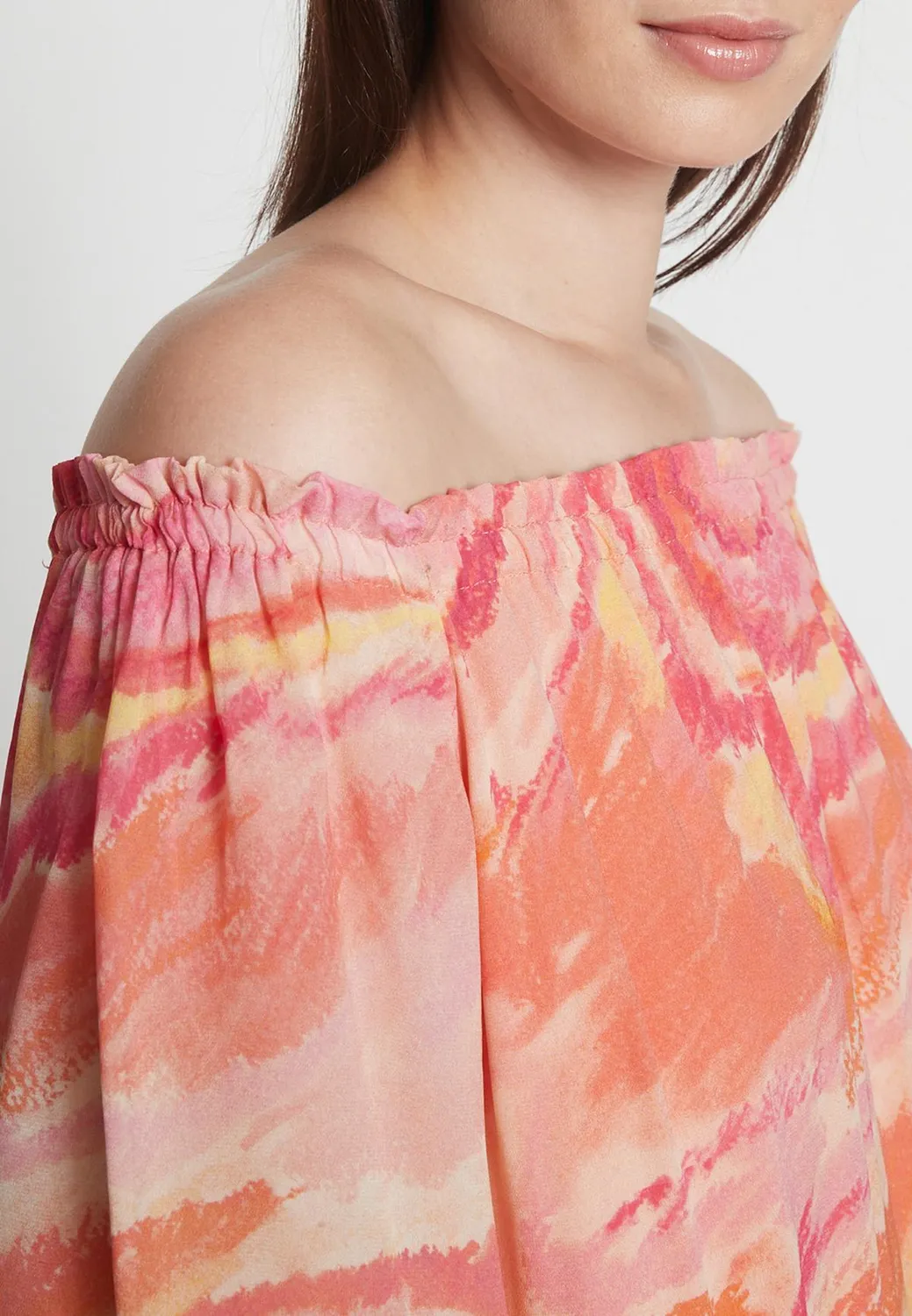Ana Alcazar Refina abito Carmen chiffon tramonto