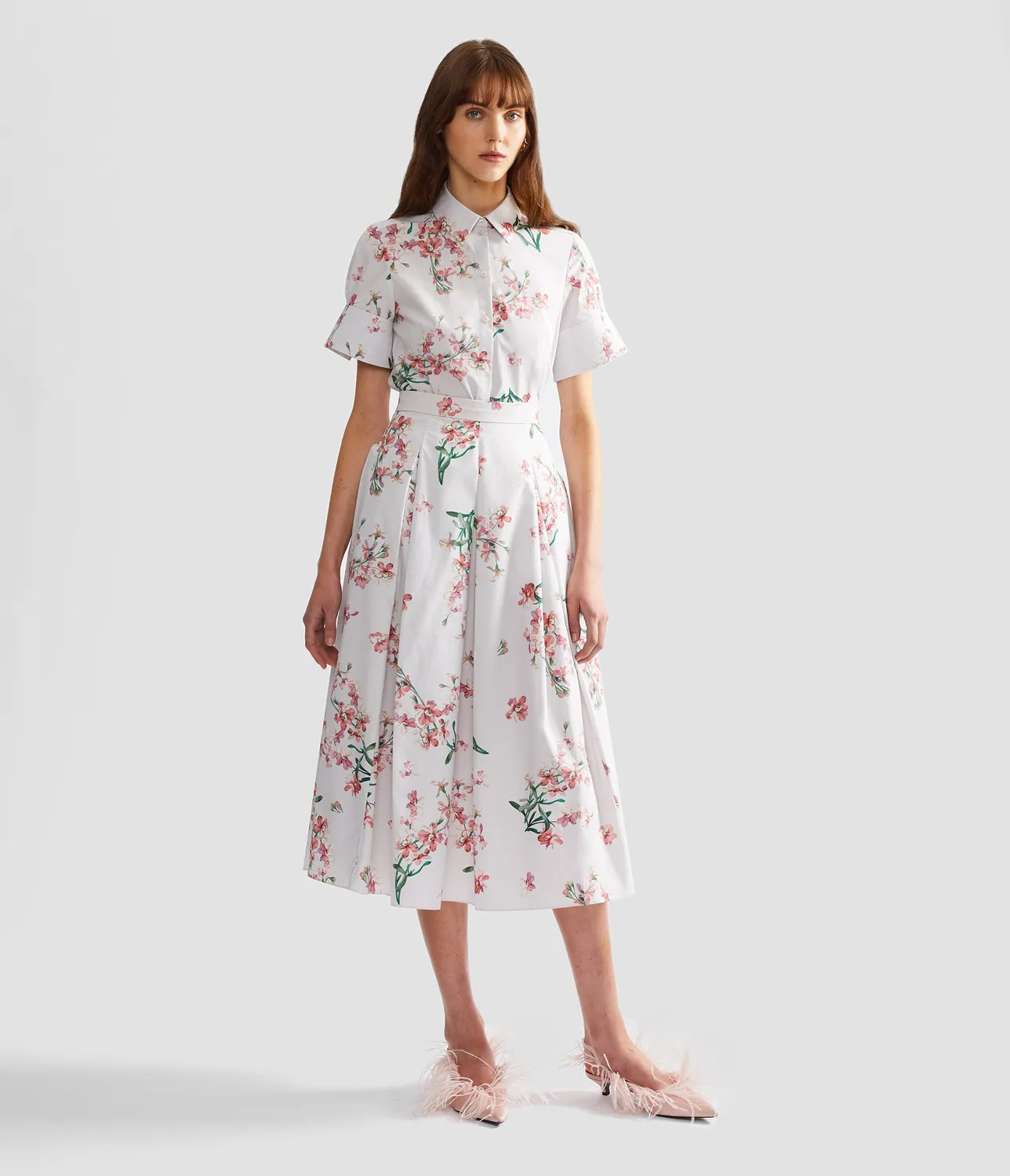 Erdem Floral Cotton camicia rosa orchidee