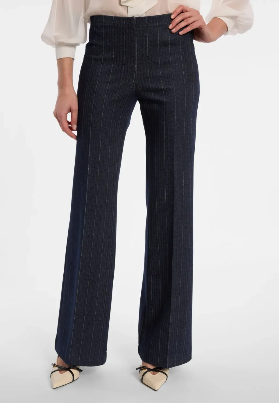 Ana Alcazar Enliro pantaloni bootcut gessati blu