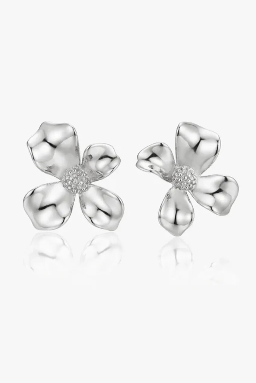 MUCHV Gardenia Large orecchini a bottone oro fiore 18,8 mm