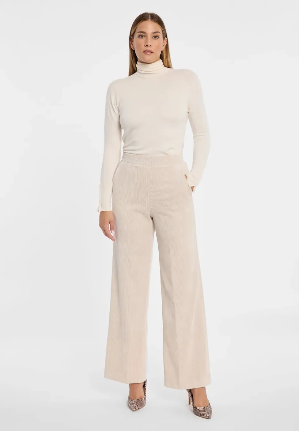 Ana Alcazar Adimy pantaloni velluto panna palazzo