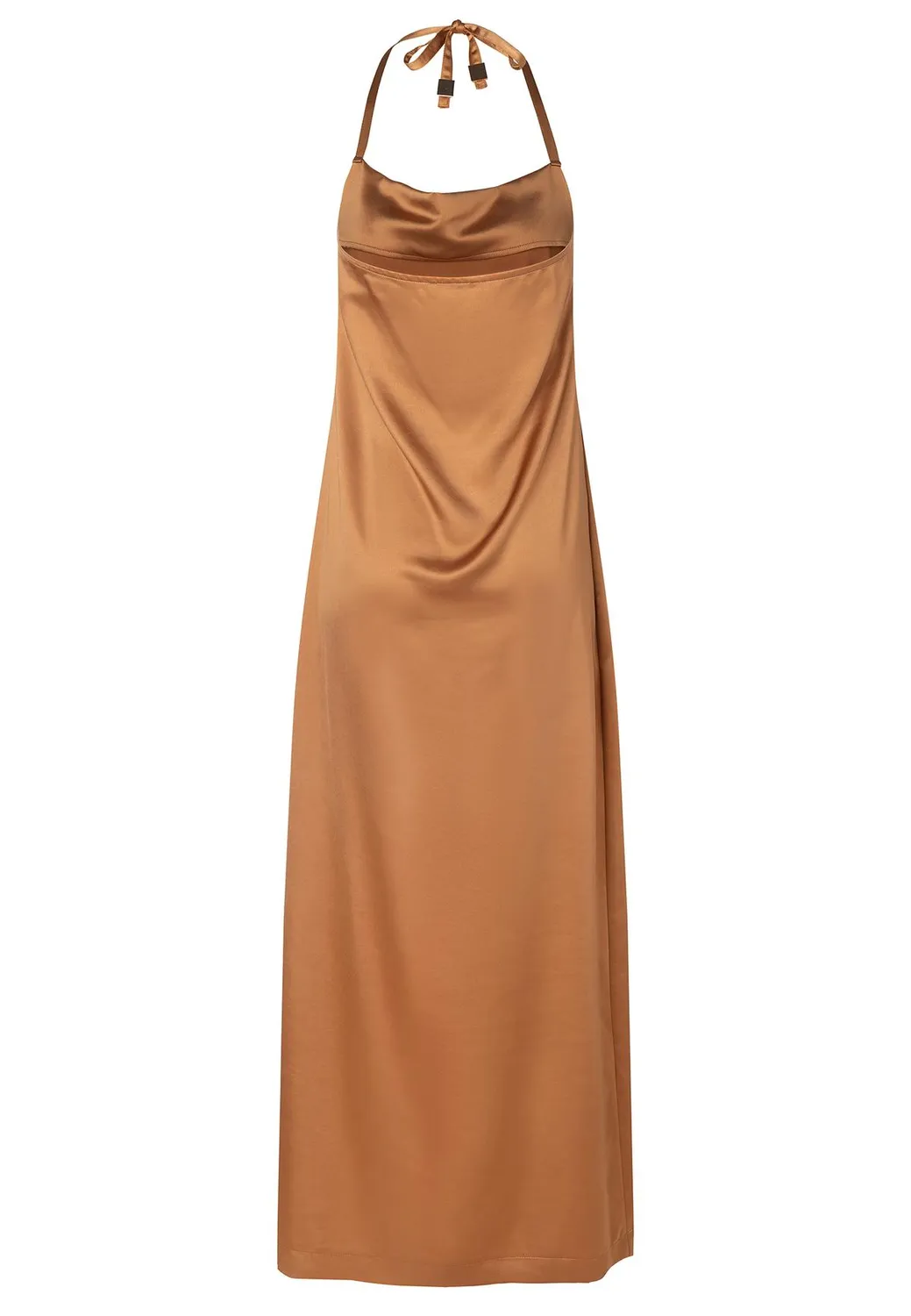 Ana Alcazar Pahamy abito lungo raso rame halter