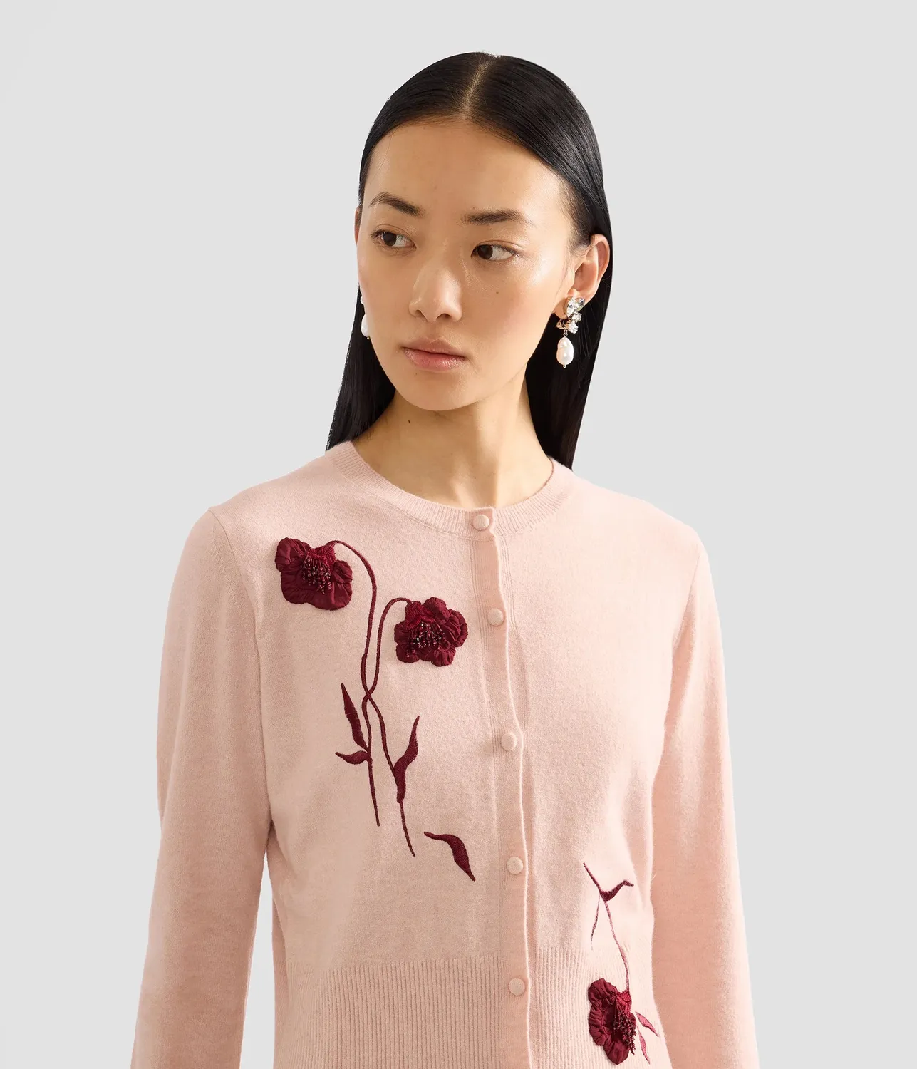 Erdem Embroidered Fitted cardigan rosa ricamo