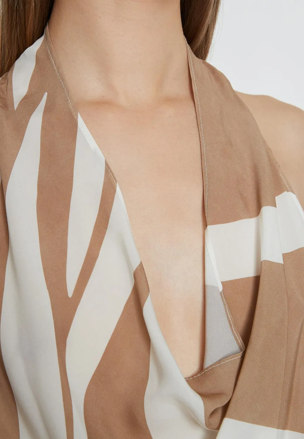 Ana Alcazar Rasty Top Smanicato Viscosa Zebra Beige