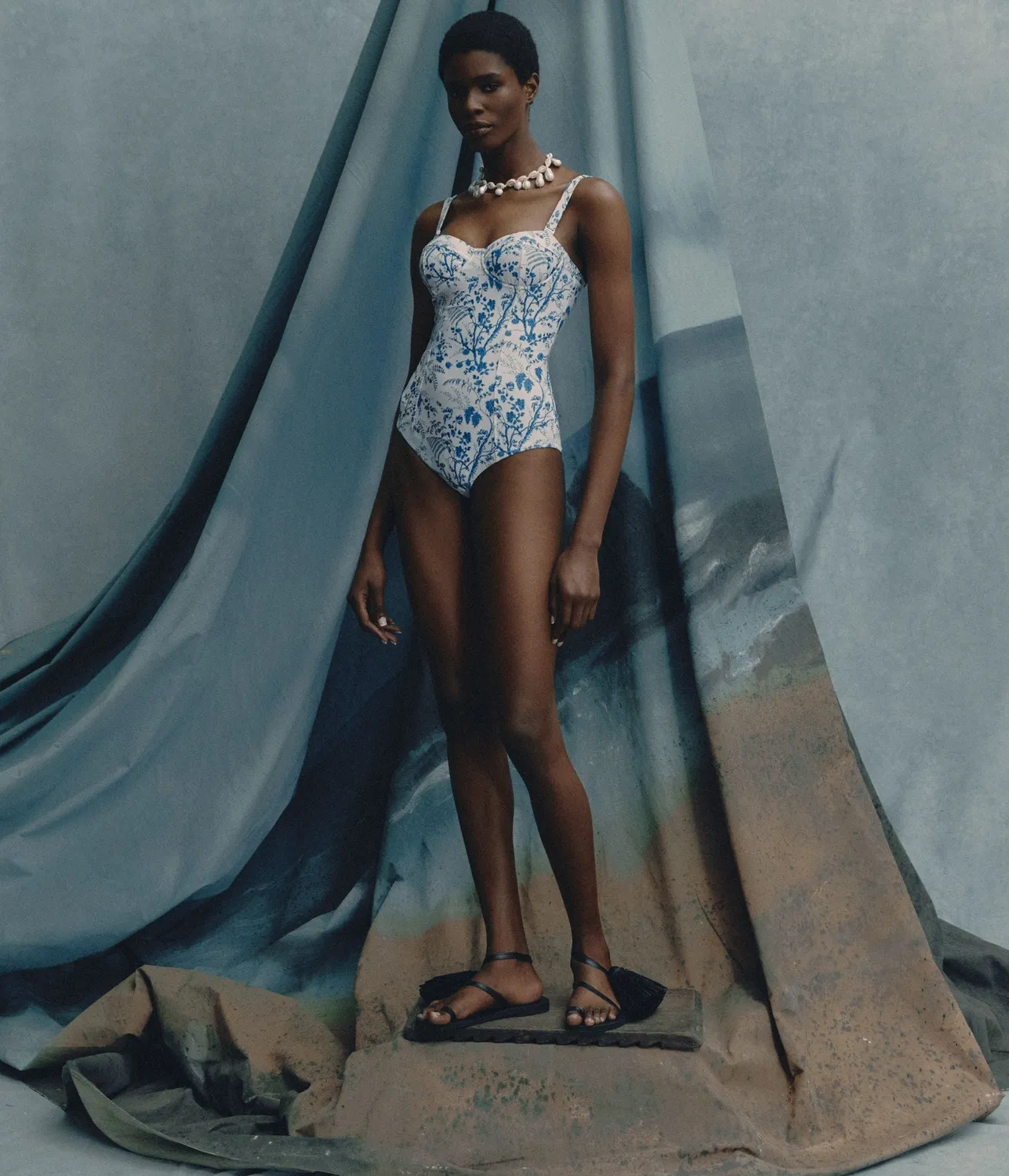 Erdem Costume Intero Stampa Botanica Blu