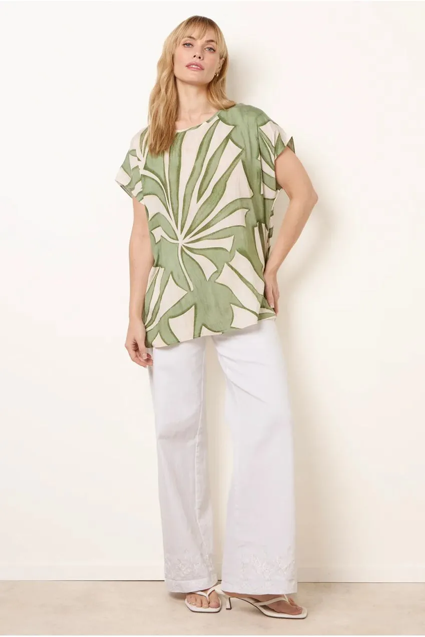 Blue Vanilla Large Floral top donna khaki floreale