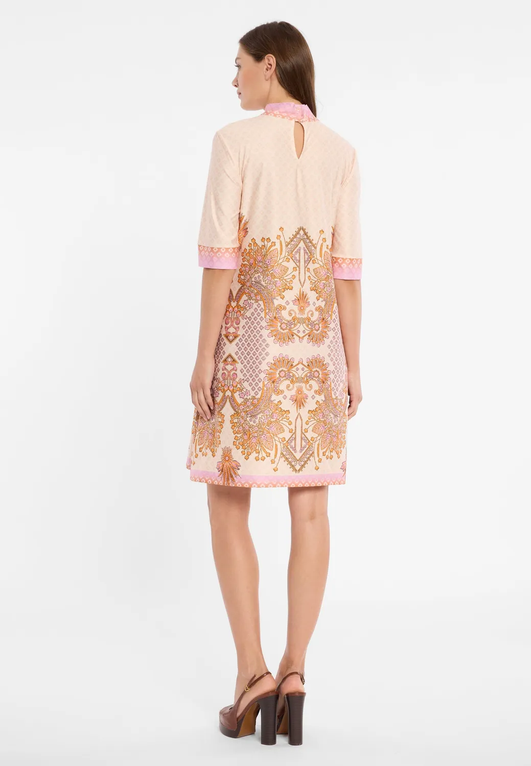Ana Alcazar Dorali abito corto beige fantasia ocra