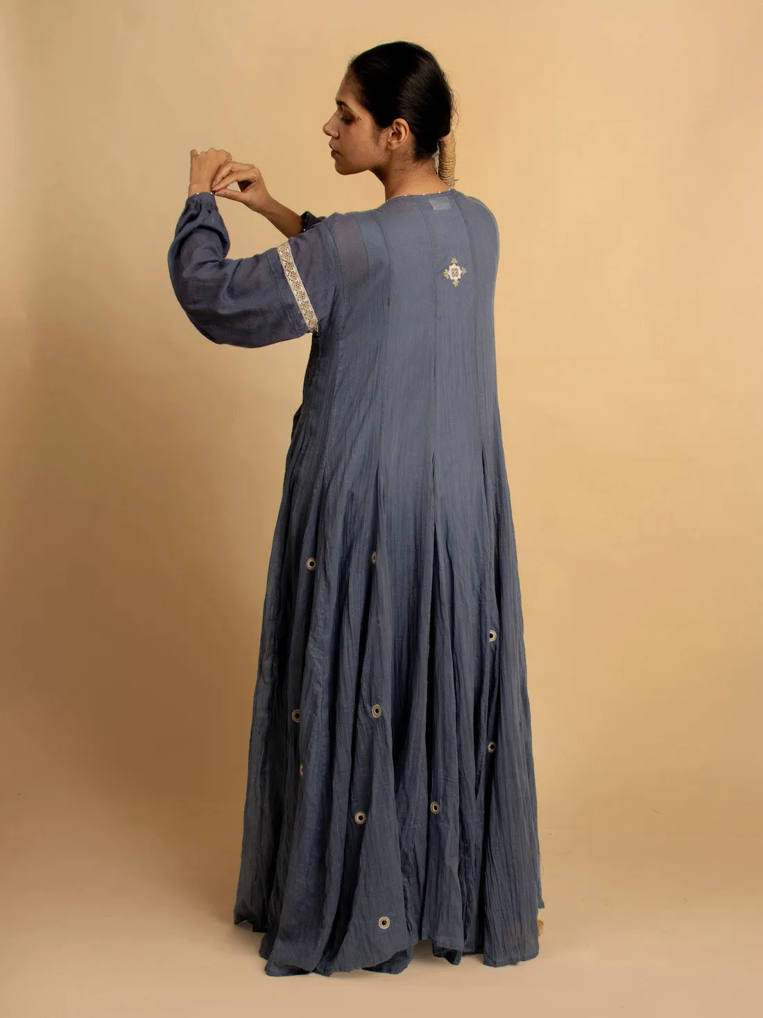 Our Dve Bari maxi abito blu in cotone stampato
