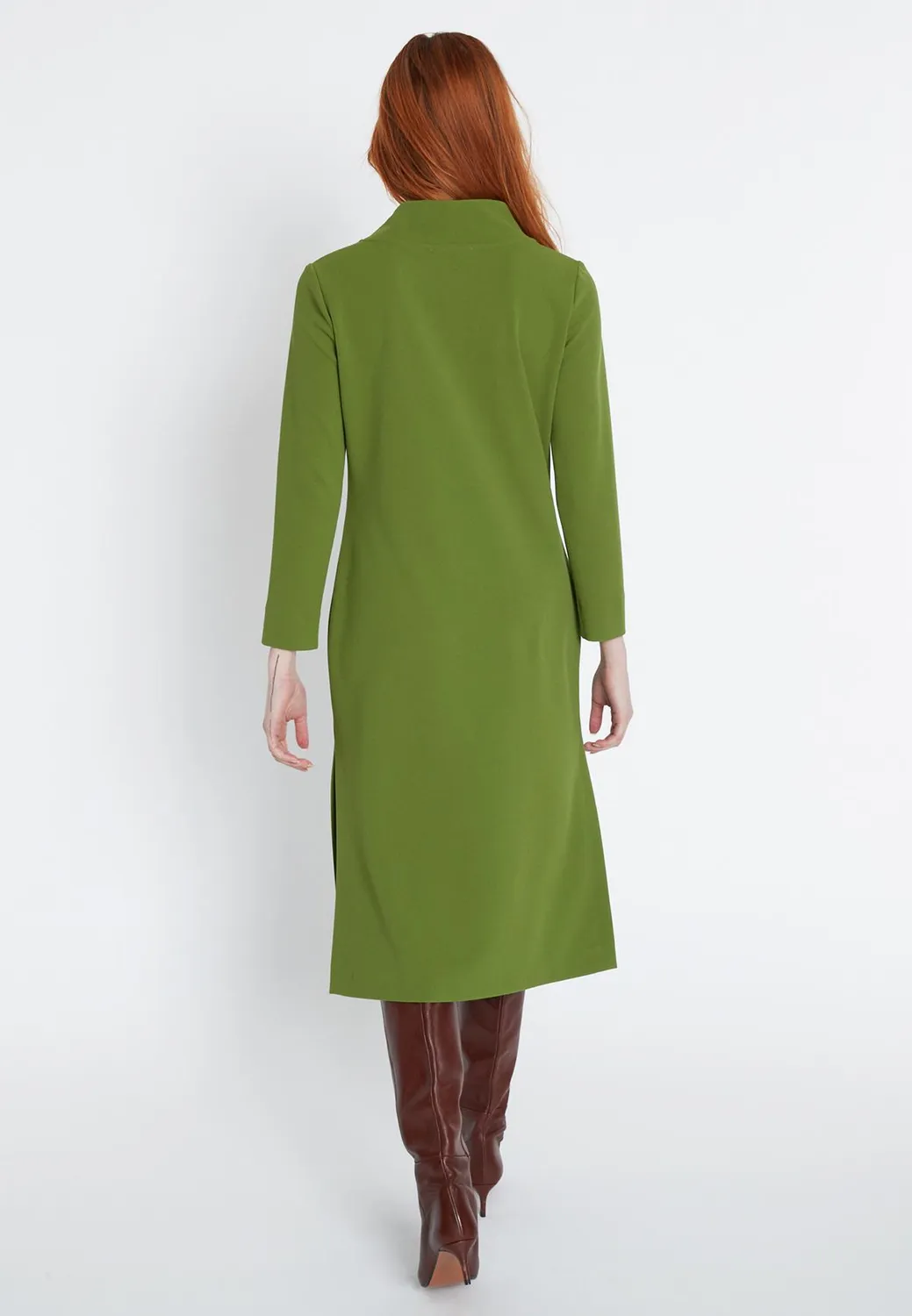 Ana Alcazar Sifora abito midi verde mela maniche lunghe