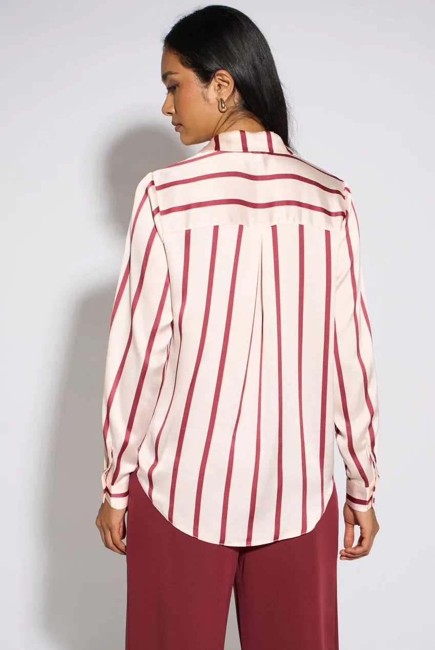 Gini London Stripe camicia bordeaux vestibilità morbida
