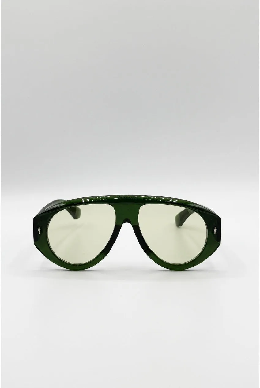 SVNX Bold Aviator occhiali da sole verdi oversize