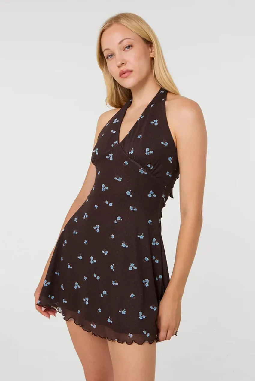 Pink Vanilla Halter mini abito cioccolato pois floreale