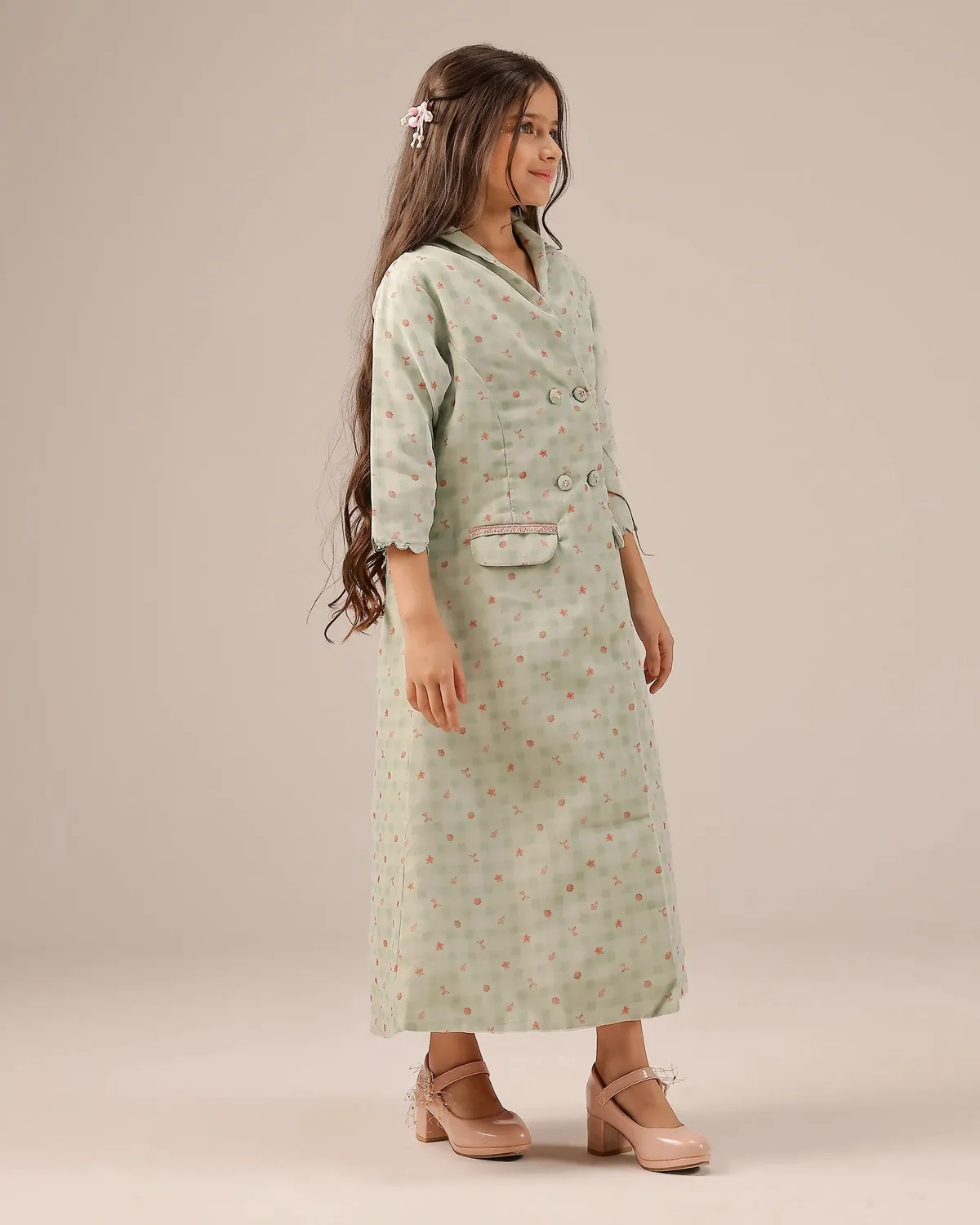 Our Dve Merry Berry completo abito giacca verde bambina