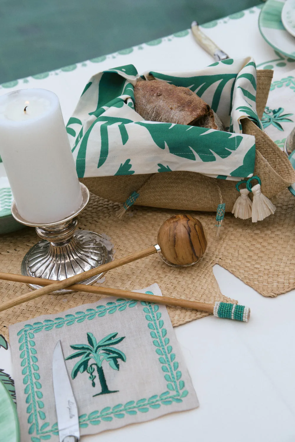 Johanna Ortiz Platanera set 4 tovaglioli lino aqua