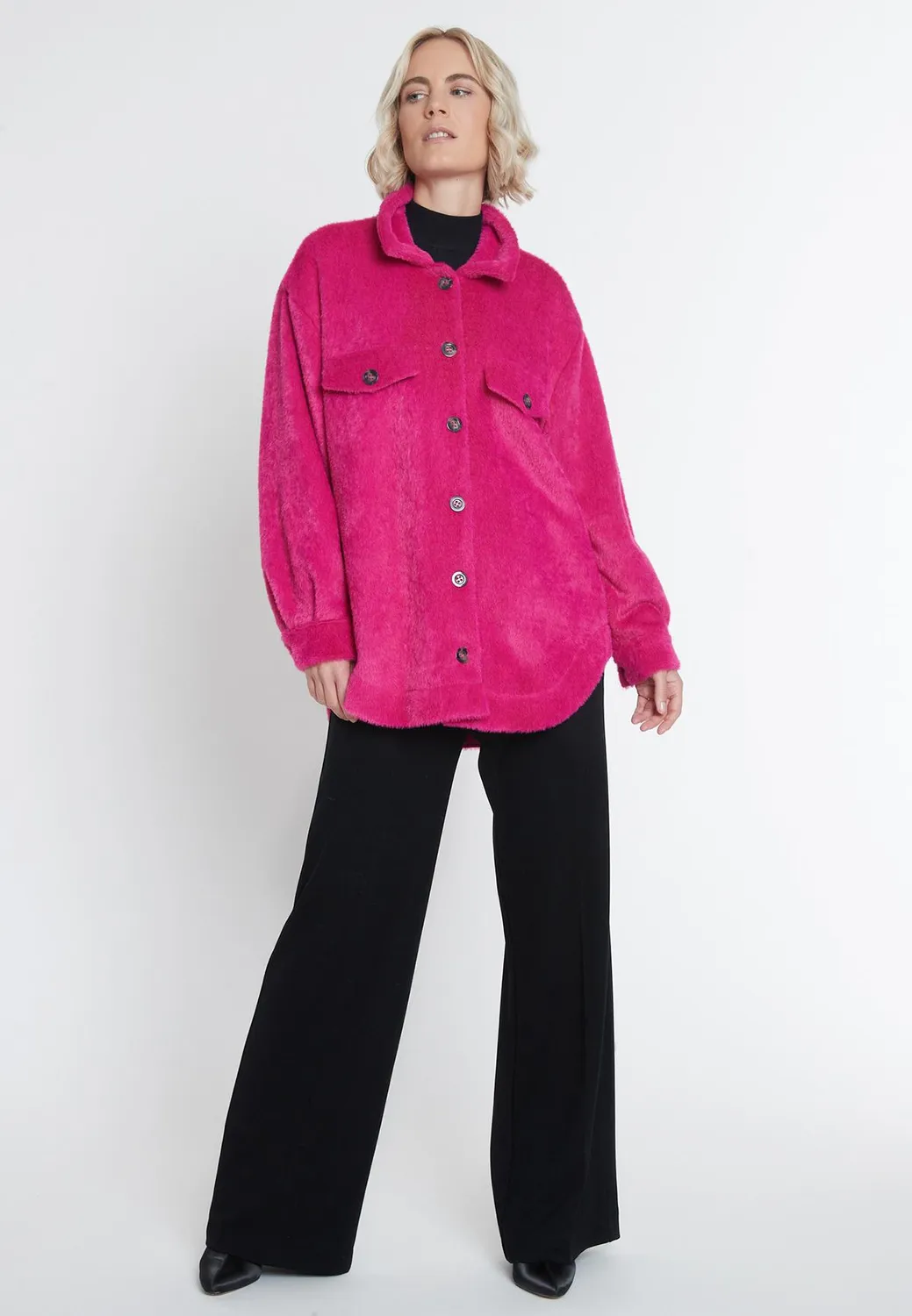 Ana Alcazar Mabisa giacca camicia peluche rosa