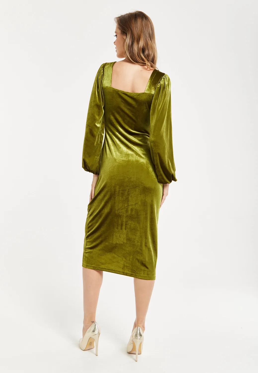 Liquorish Corset Velvet abito midi verde velluto