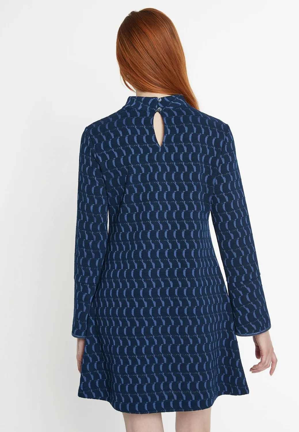 Ana Alcazar Siwea abito svasato jacquard blu viola