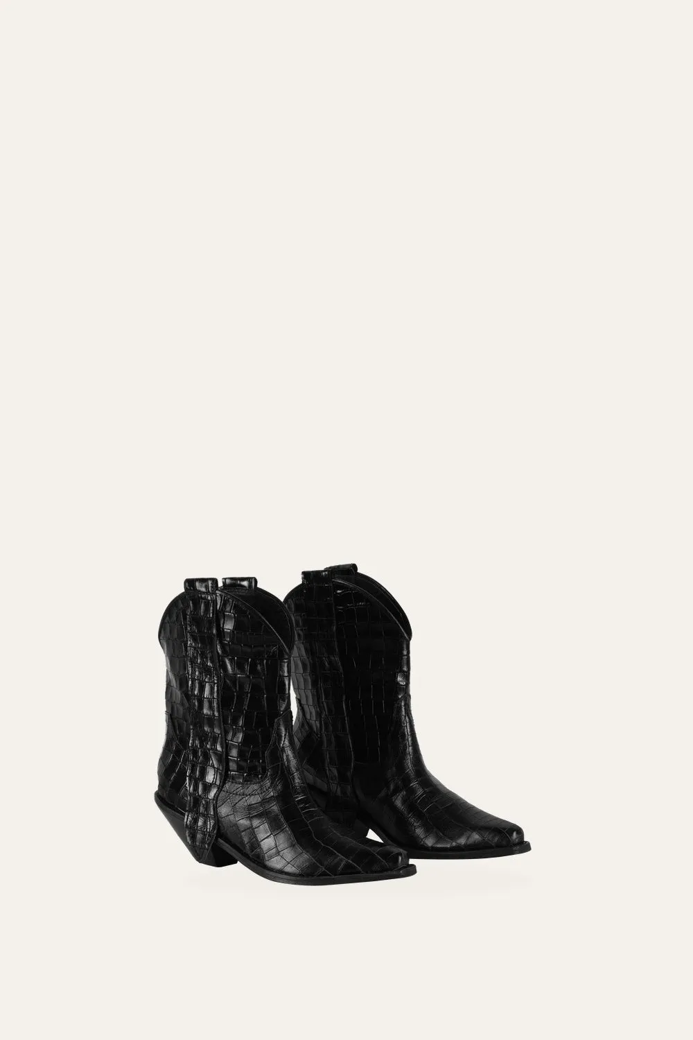 Johanna Ortiz Footsteps in the Sand stivali pelle nero coccodrillo
