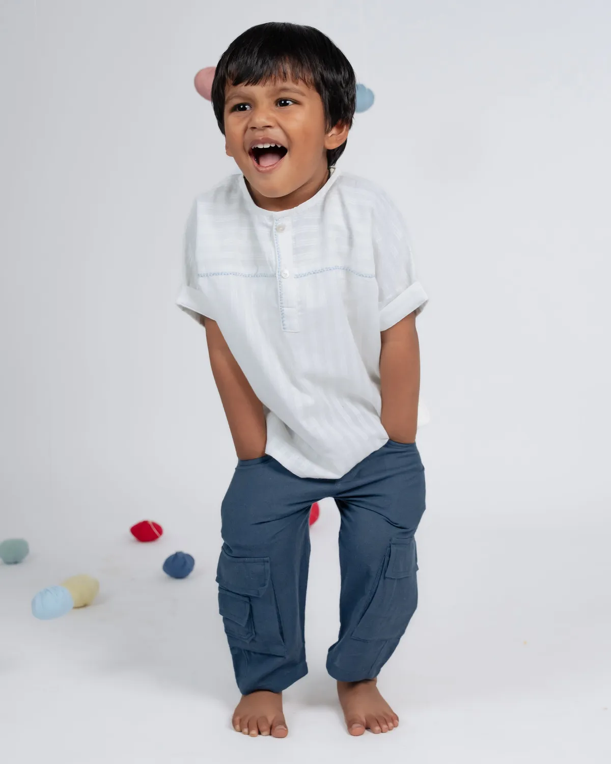 Our Dve Mini Elite camicia bambino blu ottanio cotone