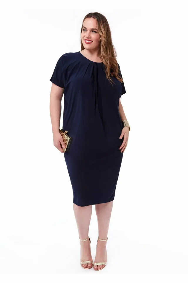Goddiva DR3090 abito midi blu navy manica corta