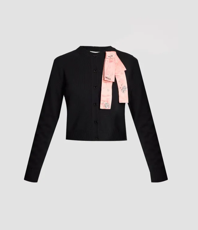 Erdem Merino Wool cardigan lana fiocco ricamato