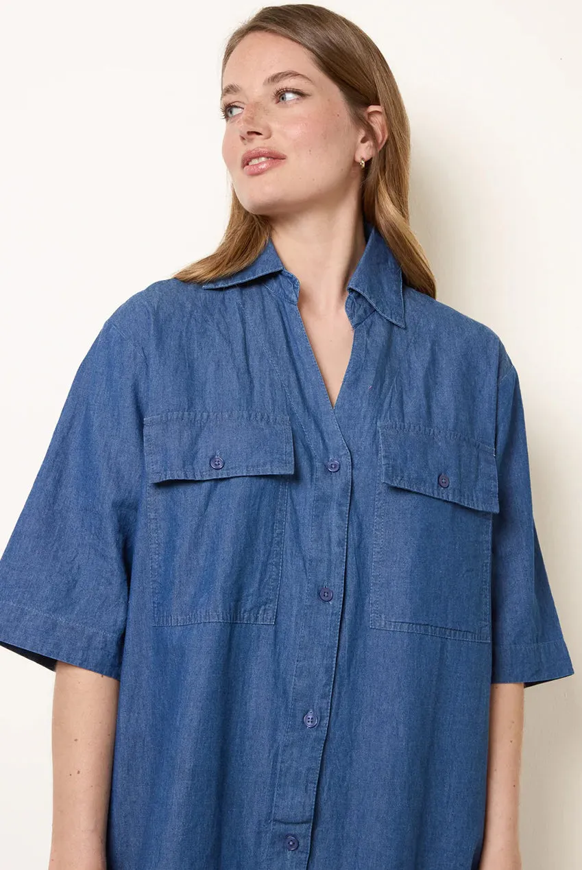 Blue Vanilla abito camicia denim blue cotone taglia unica