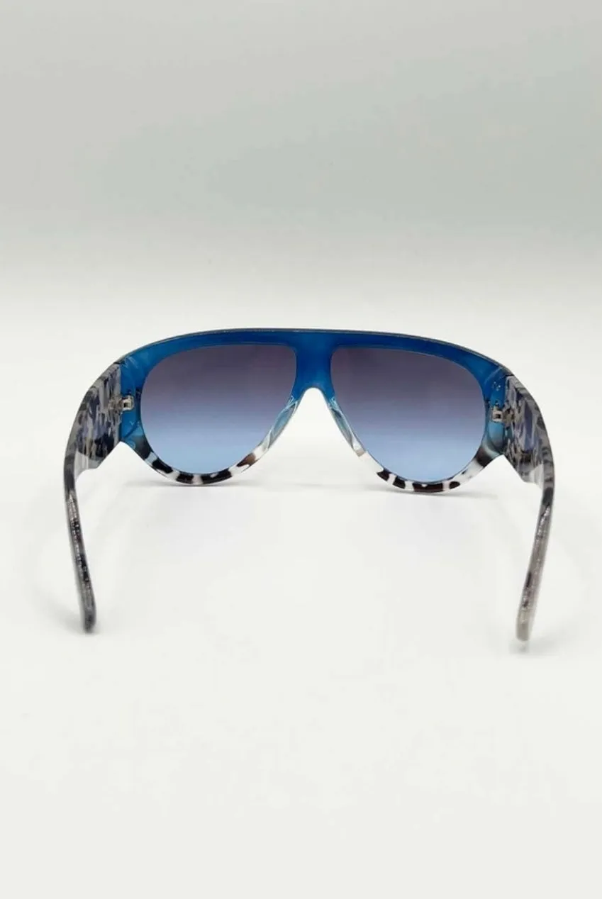 SVNX Oversized Rounded occhiali da sole blu nero PC