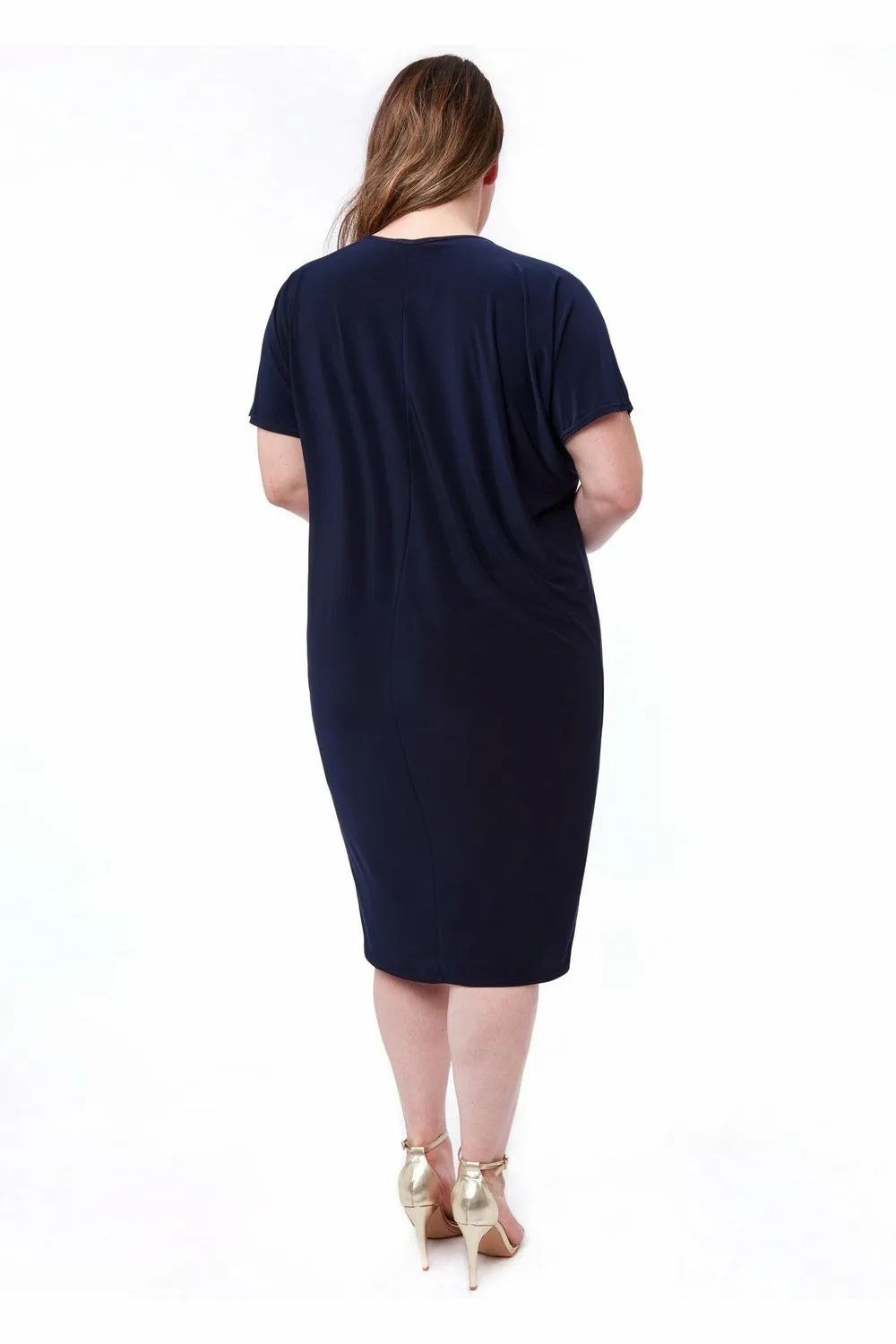 Goddiva DR3090 abito midi blu navy manica corta