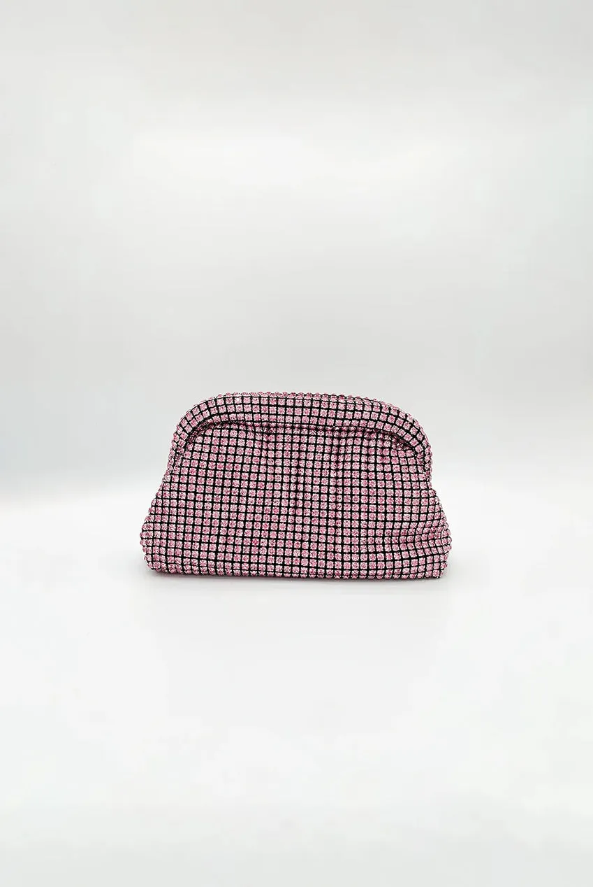SVNX Crystal Pouch pochette clutch rosa catena