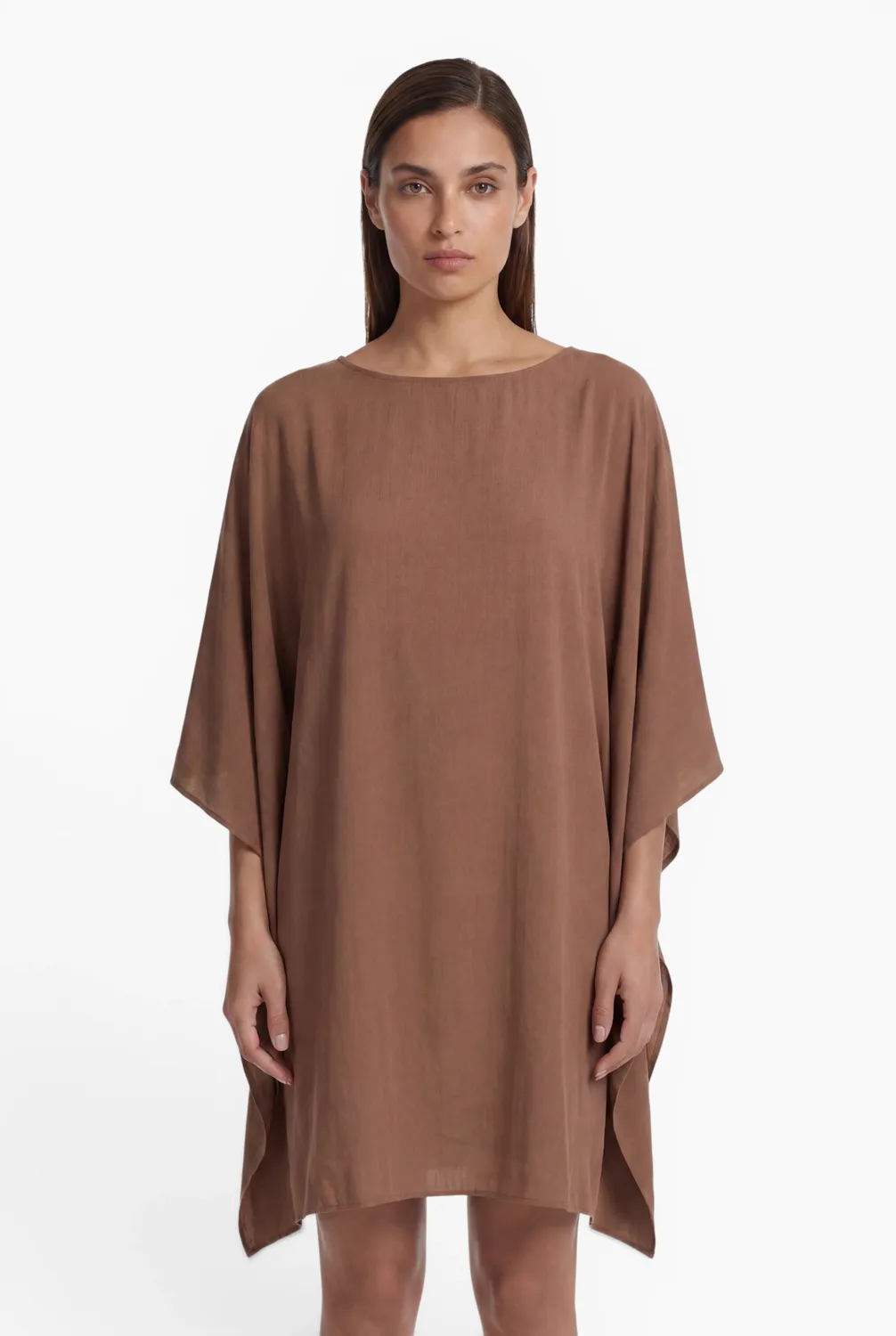 Ana Alcazar Dorevia abito caftano cappuccino corto oversize