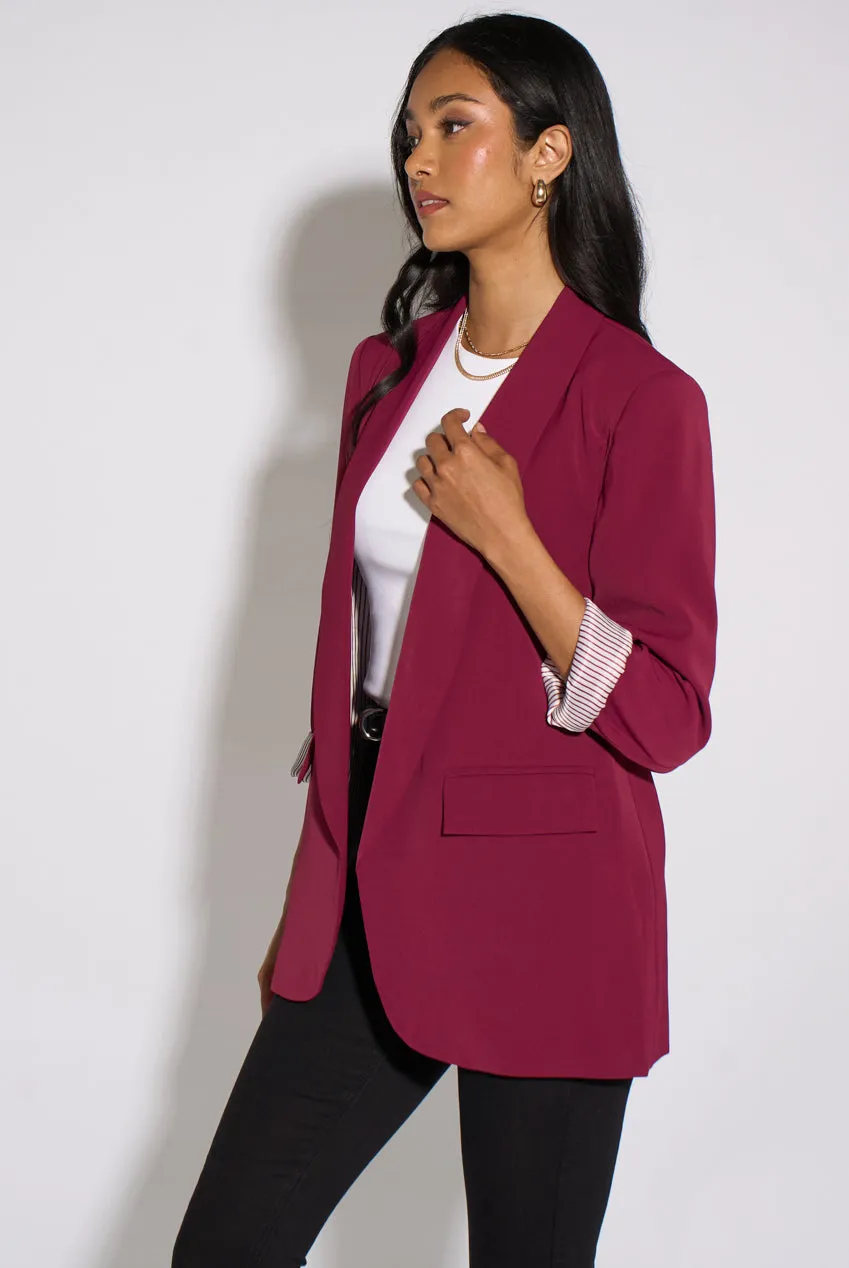 Gini London Mulberry Blazer Berry Maniche a Contrasto