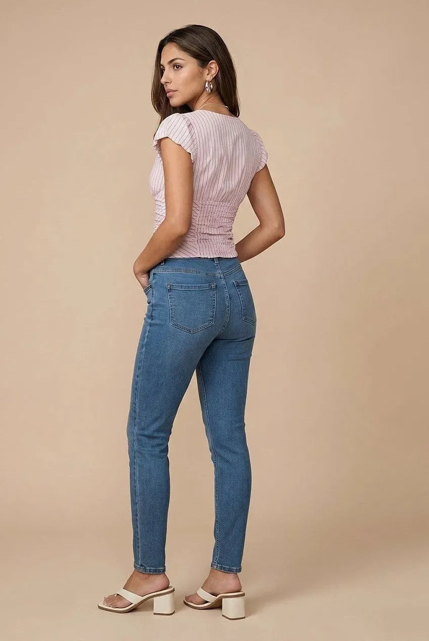 Urban Bliss Skinny jeans mid blue vita elasticizzata