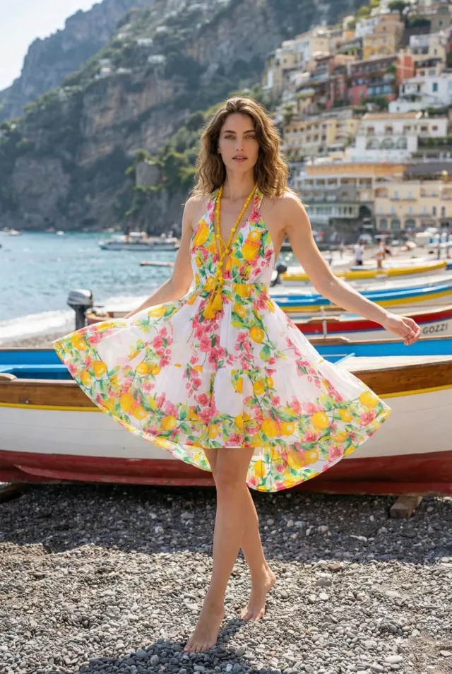 Antica Sartoria Everywhere FC240 abito corto fucsia agrumi