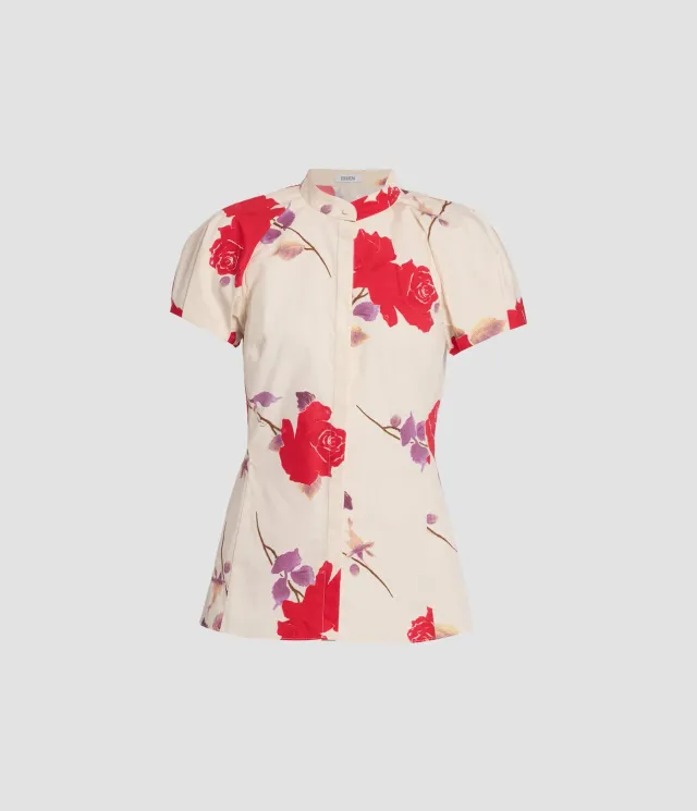 Erdem Floral top cotone maniche corte fiori