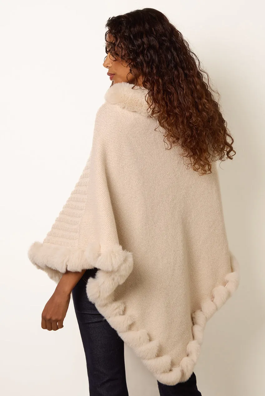 Goddiva Blue Vanilla poncho stone collo alto con tasche