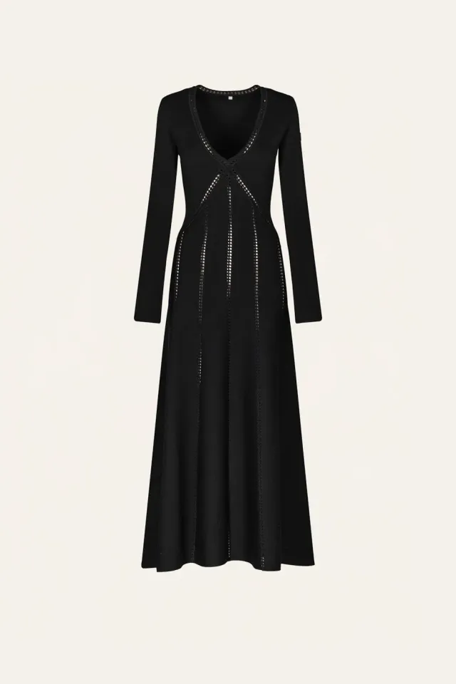 Johanna Ortiz Kaleidoscope abito midi nero lana