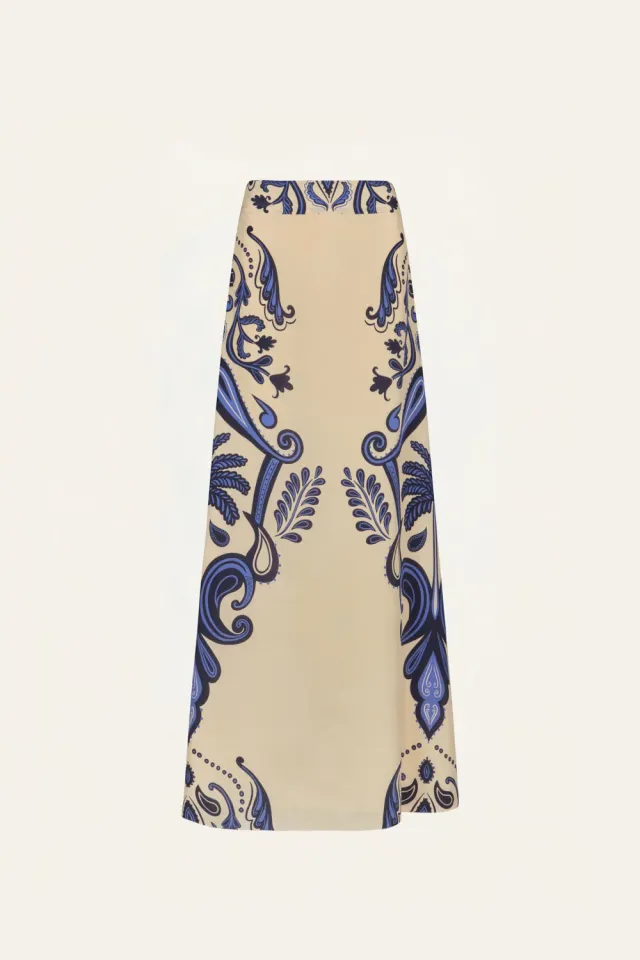 Johanna Ortiz Everywhere Skirt gonna lunga seta ecru blu