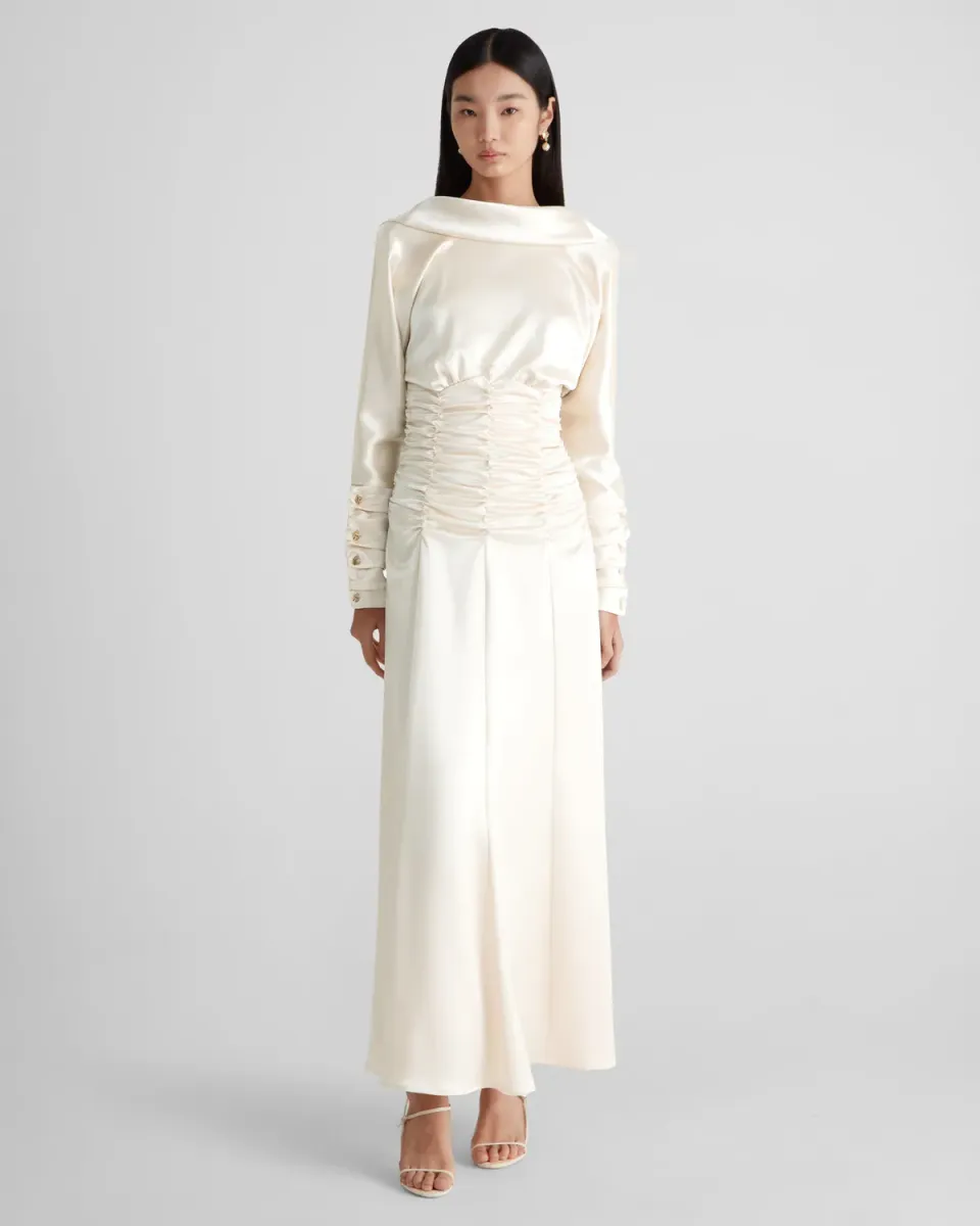 Violante Nessi Edgar abito avorio satin schiena nuda